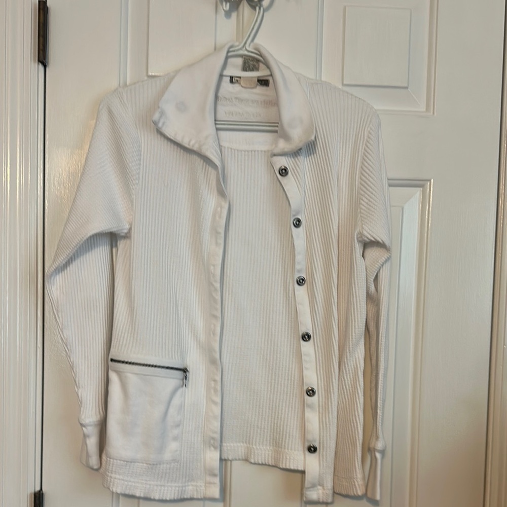 Women's White Ribbed Jacket